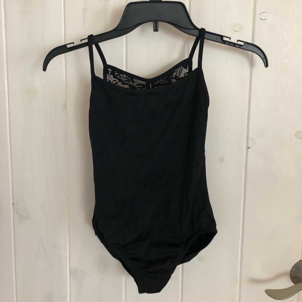Black leotard with black lace back